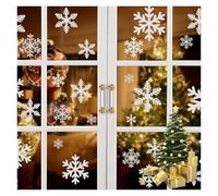 WLH Alexanders Lot de 144 Autocollants Flocons de Neige pailletés argentés, réutilisables, for fenêtre de Noël, décoration de Noël