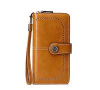 WLH Alexanders Portefeuille Femme en Cuir avec Blocage RFID, Pochette à 3 Volets, Porte-Cartes de crédit, Sac de Voyage Grande capacité(Geel)