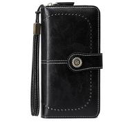 WLH Alexanders Portefeuille Femme en Cuir avec Blocage RFID, Pochette à 3 Volets, Porte-Cartes de crédit, Sac de Voyage Grande capacité(Svart)