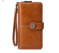 WLH Alexanders Portefeuille Femme en Cuir avec Blocage RFID, Pochette à 3 Volets, Porte-Cartes de crédit, Sac de Voyage Grande capacité(Brown)