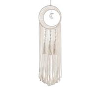 WLH Alexanders Réseau de pêche aux rêves Attrape-rêves for Chambre à Coucher, décoration Murale bohème en macramé Couleur crème avec Motif Lune et Pompon, idéal for décorer la Maison, Cadeau de Noël