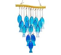 WLH Alexanders Réseau de pêche aux rêves Carillons éoliens en Verre Bleu - Carillons éoliens en Forme de Poisson fabriqués à la Main for décoration de fête de Plage et de Mariage en extérieur