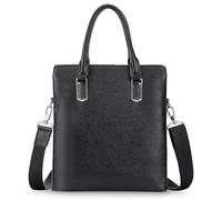 WLH Alexanders Sacoche verticale en cuir for ordinateur portable, imperméable, style messager, idéale for les voyages et les ordinateurs portables jusqu'à 13 pouces (noir).