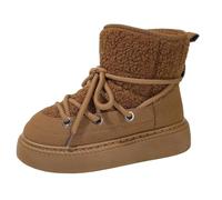 WLH Alexanders Snow Boots for Women Platform Anti-Slip Winter Booties, Warm Fur Lace Up Round Toe Ankle Boots for Women Bottes(Brown,42)