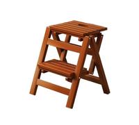 WLH Alexanders Tabourets Escabeau Pliable en Bois Massif, sans Installation, Portable, for la Maison, la Cuisine et l'intérieur Tabouret Haut(Walnut Red)