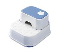 WLH Alexanders Tabourets Marchepied for lavabo de Salle de Bain, Tabouret à 2 marches for Toilettes, tabourets en Plastique for comptoir de Cuisine et lit Tabouret Haut(Blue White)