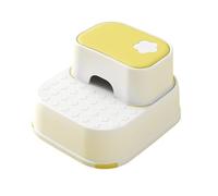 WLH Alexanders Tabourets Marchepied for lavabo de Salle de Bain, Tabouret à 2 marches for Toilettes, tabourets en Plastique for comptoir de Cuisine et lit Tabouret Haut(Yellow White)