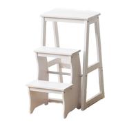 WLH Alexanders Tabourets Tabouret d'escalier 3 marches, Chaise d'escalier Pliante en Bois, Banc d'escalade Multifonctionnel for se Reposer ou Transporter des Objets Hauts Tabouret Haut(Wit)