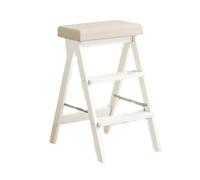 WLH Alexanders Tabourets Tabouret d'escalier en Bois Massif, Banc Pliable for la Maison, Chaise escabeau Portable, Convient for la Cuisine, la Salle de Bain et Le Bureau Tabouret Haut(Wit,Grey)