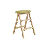 WLH Alexanders Tabourets Tabouret d'escalier Pliable, Banc Haut Portable, Chaise échelle en Bois Massif, Convient for la Cuisine, la Salle de Bain et Le Bureau Tabouret Haut(Matcha Green)