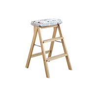 WLH Alexanders Tabourets Tabouret d'escalier Pliable, Banc Haut Portable, Chaise échelle en Bois Massif, Convient for la Cuisine, la Salle de Bain et Le Bureau Tabouret Haut(Rice Flag)