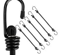 WLHFDC Lot de 5 Tendeur Elastique avec Crochet 60CM,Elastiques Résistants,Sangle à Bagage ou Bâches pour Vélo, Moto, Voiture, Tente, Camping et Remorqu,Voile d'ombrage,Tendeurs Noir