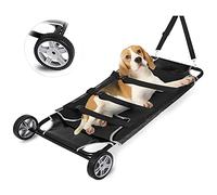 WLHRB Civière Pliable, Stainless Steel Pet Stretcher with 2 Wheels Small Animal First aid Anti-Bite Rescue Stretcher