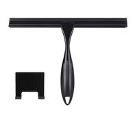 wlich Raclette de douche noire en acier inoxydable 25,4 cm, raclette de fenêtre sans traces pour douche avec support, raclette pour fenêtre de salle de bain, fenêtre, miroir, verre de voiture