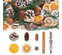 Wlicon Couronne de Noël, pomme de pin naturelle, bâtons de cannelle, tranches d'orange séchées, anis étoilé, glands pour travaux manuels pour couronne de Noël, remplissage de vase, loisirs créatifs