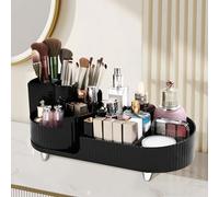 Wlicon Organisateur de Maquillage Rotatif Organisateur Cosmétique, Vitrine Cosmétique Ronde Vanité Boîte de Rangement Cosmétique (Noir)