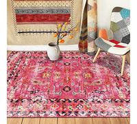 WLICWEI Tapis Salon Grand Tapis Tapis Mode Abstrait Style Ethnique Rose Décorateur d'intérieur Tapis de Sol antidérapant pour la Maison 80 x 120 cm (2,6 pi x 3,9 pi)