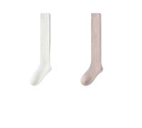WLIHDB Chaussettes D'Hiver 2 paires de bas longs for femmes, bas épais et chauds d'hiver, au-dessus du genou, chaussettes thermiques moelleuses Pour L'Hiver(White and pink)