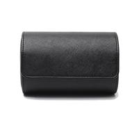 WLIHDB éTui à Montre Enroulable Lot de 2 boîtes à montres en cuir 1/2/3 compartiments, noir, marron, bleu, tendance Pour Montres-Bracelets Et Montres ConnectéEs(2-Slot Black)