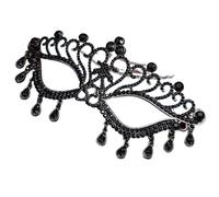 WLIHDB Masque De Mascarade Masque facial de mascarade, 2 pièces, coiffure de fête de mariage, bijoux avec pompon en strass, accessoires for robe de Banquet Pour Le Bal(Black)