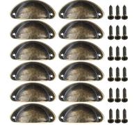 WLIHDB PoignéE De Tasse En Forme De Coquille Lot de 12 poignées tiroir cuisine rétro en fer style coquillage antique Pour Armoires Tiroirs(Color 1)