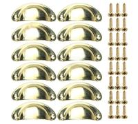 WLIHDB PoignéE De Tasse En Forme De Coquille Lot de 12 poignées tiroir en coquillage style rétro, chrome, vert, bronze, fer Pour Armoires Tiroirs(Color 4)