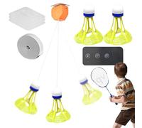 Wlikmjg Badminton Rebound Trainer - Entraîneur de Badminton - Outil d'auto-entraînement de Badminton - Contrôle à Distance - Équipement d'exercice Professionnel avec 3 balles Lumineuses pour