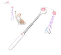 Wlikmjg Jouet à plumes pour chat d'appartement | Canne de jeu pour chat avec couronne à ressorts, tige télescopique, jouet interactif pour jouer, faire de l'exercice et l'entraînement de chasse dans