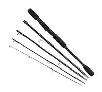 Wlinfetity Canne à pêche de voyage en fibre de carbone de 1,8 m/2,1 m, canne à pêche ML Spinner Casting, canne à leurre portable à 5 sections pour rivières, lacs et réservoirs, noir