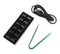 Wlinfetity Clavier mécanique programmable compact 130 x 55 mm avec 12 touches personnalisables pour Photoshop Premiere et Play Clavier USB pour Mac Windows Linux (Noir)