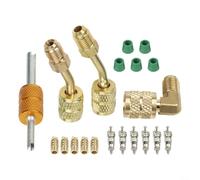 Wlinfetity Kit adaptateur R410A pour systèmes CVC, filetage interne 5/16" et filetage externe 6,35 mm SAE pour systèmes CVC, comprend un extracteur de noyau de valve et des outils