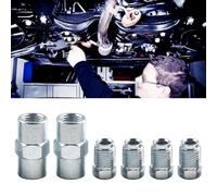 Wlinfetity Kit de raccord de tuyau de frein avec 2 écrous femelles et 4 écrous mâles M10 x 1 mm pour ligne de cloche inversée de 3/16", raccord en métal 6 pièces