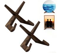 Wlinfetity Lot de 2 supports d'assiettes en bois pour assiettes de 15,2 cm avec design en bois et croix moderne, adaptés pour exposer divers articles à la maison (couleur noyer)