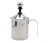 Wlinfetity Mousseur à lait manuel en acier inoxydable pour café et thé, mousse avec filtre à 3 couches, poignée ergonomique, facile à nettoyer, design argenté pour la maison et le café, longueur 17,5