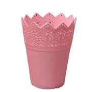 Wlinfetity Pot de fleurs percé en plastique creux en forme de couronne pour organiser les cosmétiques, la papeterie et les petits objets, 14 cm de haut, rose