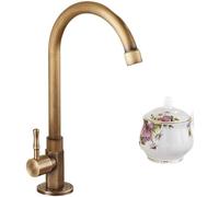 Wlinfetity Robinet d'eau froide simple en cuivre antique, robinet de lavabo rotatif vertical pour une utilisation en extérieur, rotation à 360 degrés, contrôle en spirale, finition laiton