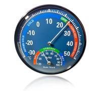 Wlinfetity Thermomètre hygromètre analogique pour l'intérieur avec boîtier en métal, mesure la température et l'humidité, blanc/bleu/noir