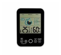 Wlinfetity Thermomètre hygromètre numérique avec fonction alarme, moniteur d'humidité et de température compact noir pour la maison, le bureau, la serre, affichage confortable avec lectures précises