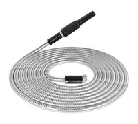 Wlinfetity Tuyau d'arrosage en acier inoxydable de 7,6 m avec buse à 6 motifs, résistance à l'éclatement de 500 psi, flexible et léger pour l'arrosage en extérieur