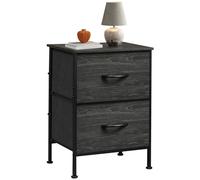 WLIVE Commode avec 2 tiroirs, tiroirs en tissu avec glissières, pour chambre à coucher, couloir, salon, chambre d'enfant, avec cadre en acier solide et panneaux en bois