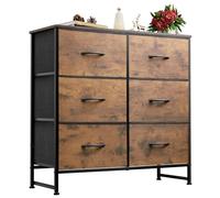 WLIVE Commode en Tissu avec 6 Tiroirs, Commode de Chambre à Coucher, Organisateur avec Structure en Acier, Idéale pour Le Salon, la Chambre d’Enfants, Le Couloir, Industrielle et Marron Rustique
