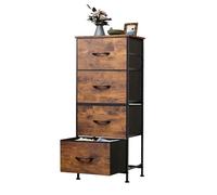 WLIVE Commode en Tissu avec Tiroirs pour Chambre à Coucher, Armoire en Tour avec Structure en Acier, Adaptée pour Le Salon, la Chambre d’Enfants (Marron Rustique, 4 Tiroirs)