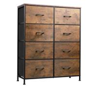 WLIVE Commode Tiroirs, Tour Rangement Tissu pour Chambre, Couloir, Entrée, Placard, Unité Haute Bacs Tissu, Cadre Acier, Plateau Bois (Brun Rustique)