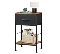 WLIVE Table de Chevet avec Tiroir en Tissu, Table d'Appoint Bout de Canapé, pour Chambre et Salon, Rangement Pratique, Montage Facile, Marron Rustique