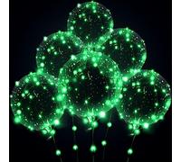 Wliwwo Ballons lumineux à LED transparents pour fête, anniversaire, mariage (sans pile, vert), no battery