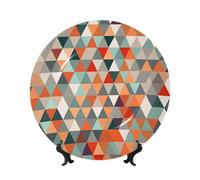 WLKSNBVD Assiette décorative en porcelaine anglaise de 17,8 cm, motifs triangulaires, assiettes à dîner en céramique avec support de présentation, assiettes en porcelaine pour la maison, le bureau, la