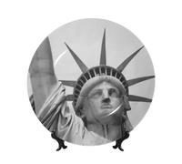 WLKSNBVD Assiette décorative en porcelaine anglaise de 20,3 cm - Statue de la Liberté - Assiettes à dîner en céramique avec présentoir - Ornements en céramique - Pour la maison, le bureau, la