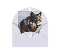 WLKSNBVD Carte de vœux avec enveloppes « A wolf standing in a snow-covered area Thinking of You » - Carte vierge pour anniversaire, fête prénatale, félicitations, mariage, remerciements, toutes