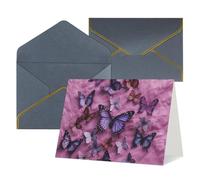 WLKSNBVD Carte de vœux avec enveloppes « All butterflies are on purple background Thinking of You » - 10,2 x 15,2 cm - Cartes vierges pour anniversaire, fête prénatale, félicitations, mariage
