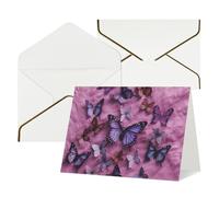 WLKSNBVD Carte de vœux avec enveloppes « All butterflies are on purple background Thinking of You » - 10,2 x 15,2 cm - Cartes vierges pour anniversaire, fête prénatale, félicitations, mariage
